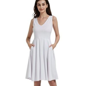 New CUSTOM SLEEVELESS V-NECK SKATER DRESS WITH POCKETS